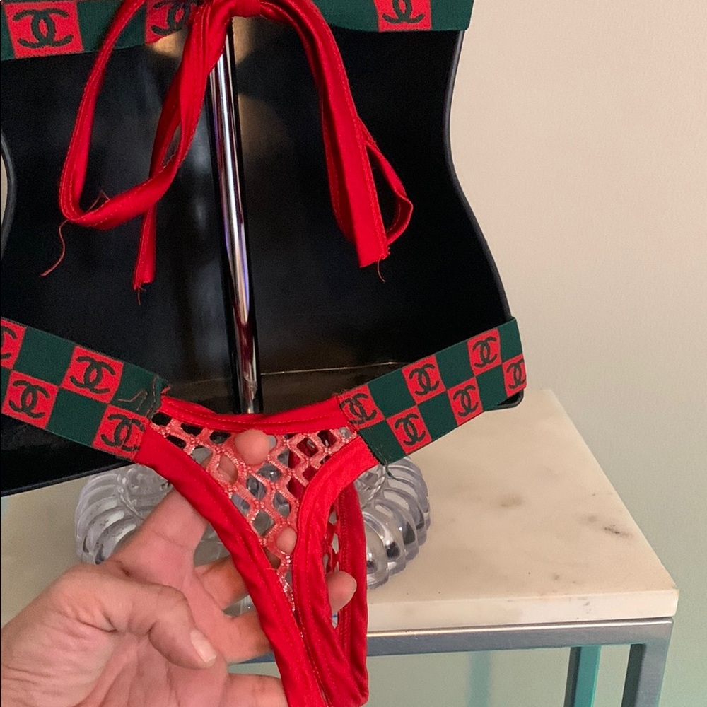 DC Red Mesh Bikini Set - Picture 6 of 8